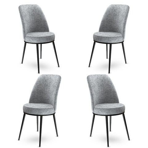 Set de scaune, Charlotte, Dexa, Metal, Gri/Negru