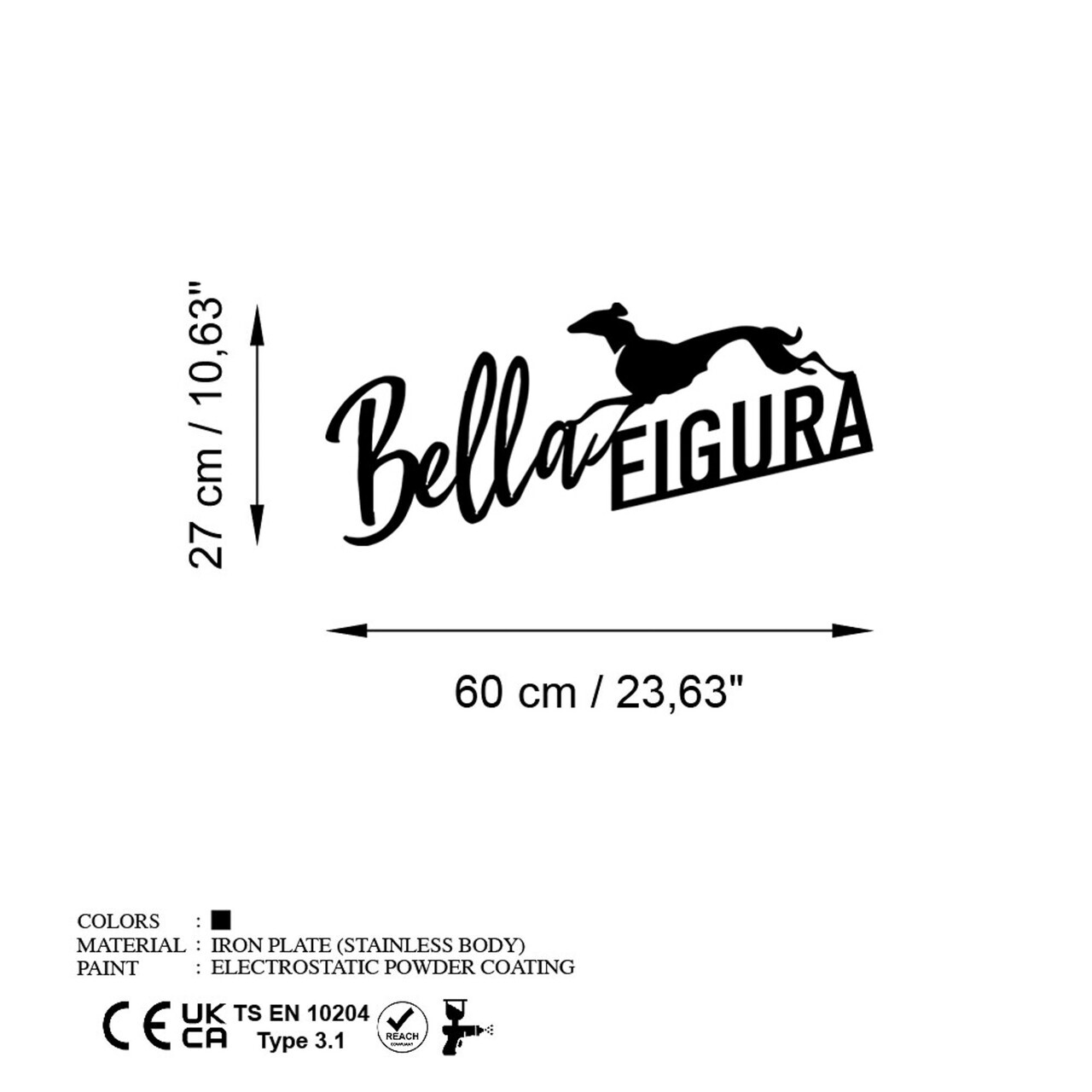 Decoratiune de perete, Bella Figura 3, Dimensiune: 60 x 27 cm, Negru — imaginea 6