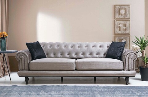 Canapea extensibila cu 3 locuri, hilena, 569hln1107, lemn de fag / pal, gri