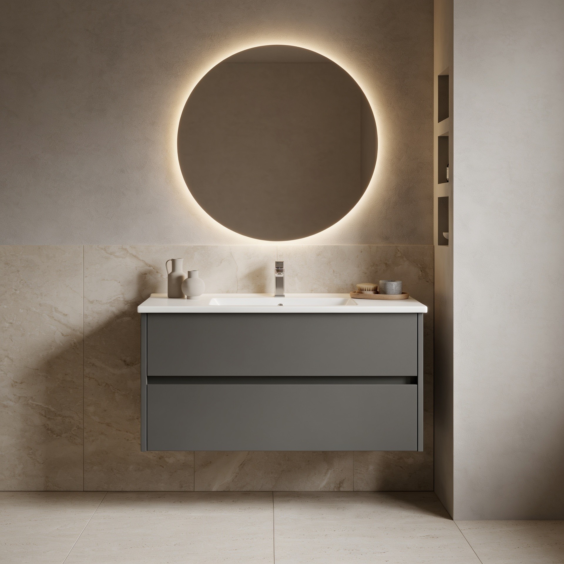 Dulap de baie cu chiuvetă, Hanah Home, Arno 100, Antracit