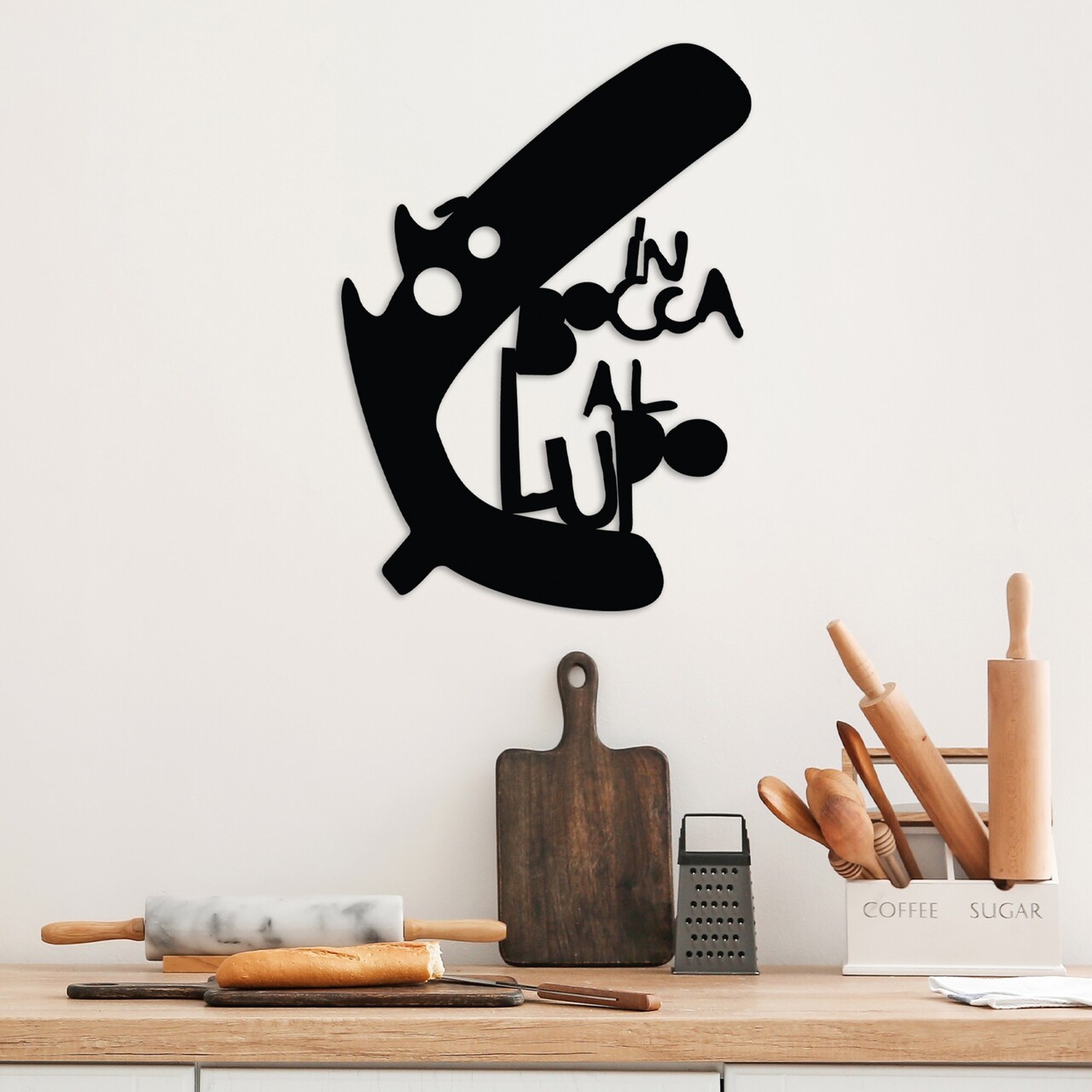 Decoratiune de perete, Lupo 3, Dimensiune: 40 x 56 cm, Negru - view 2