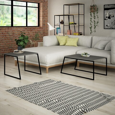 Set 2 masute de cafea Pal Orta Sehpa, Decotie, antracit Masute living