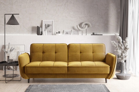 Canapea extensibila 3 locuri ELTAP, SO-BEL-45LO, Bellis, 220x90x83 cm, lemn/poliester, mustar