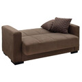 Canapea extensibila 2 locuri Vox, Pakoworld, 148x77x80 cm, catifea/lemn de plop, bej/mocha