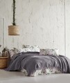 Set cuvertura pique dubla, Mona v2 - Grey, Şaheser, Bumbac