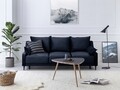 Canapea extensibila, Freesia, Mazzini Sofas, 3 locuri, cu lada de depozitare, 215x94x90 cm, catifea, albastru inchis
