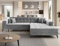 Coltar extensibil dreapta 4 locuri ELTAP, Sol-41, Solange, 292x196x84 cm, lemn/poliester, gri deschis