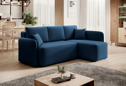 Coltar extensibil dreapta 3 locuri ELTAP, Hadson, 206x150x89 cm, lemn/poliester, albastru inchis