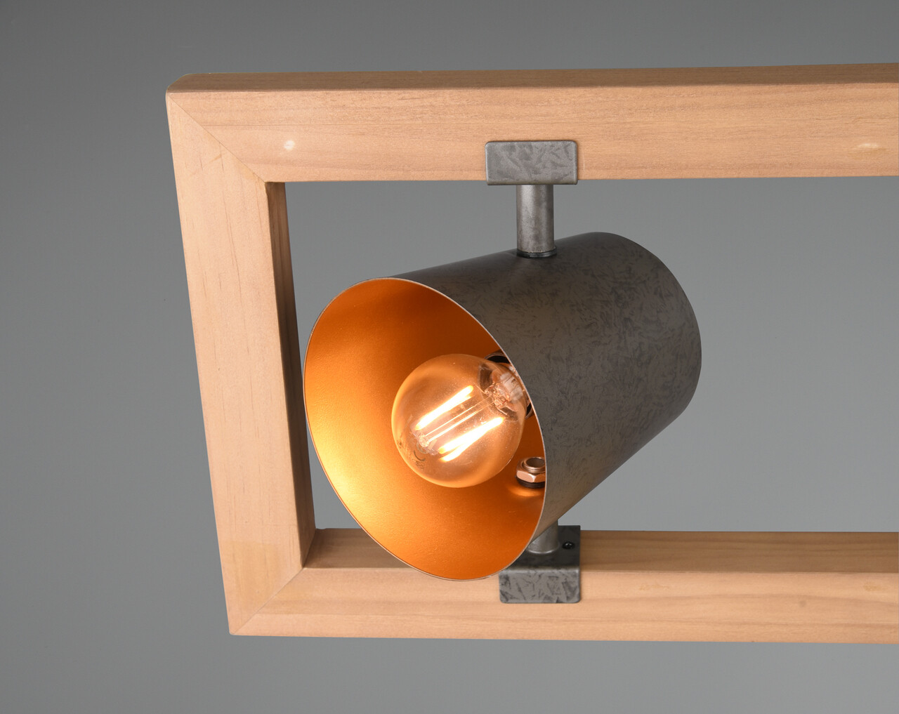 Lustra Bell, TRIO, 100x21x150 cm, 25W, 4x E14, metal, gri/natur