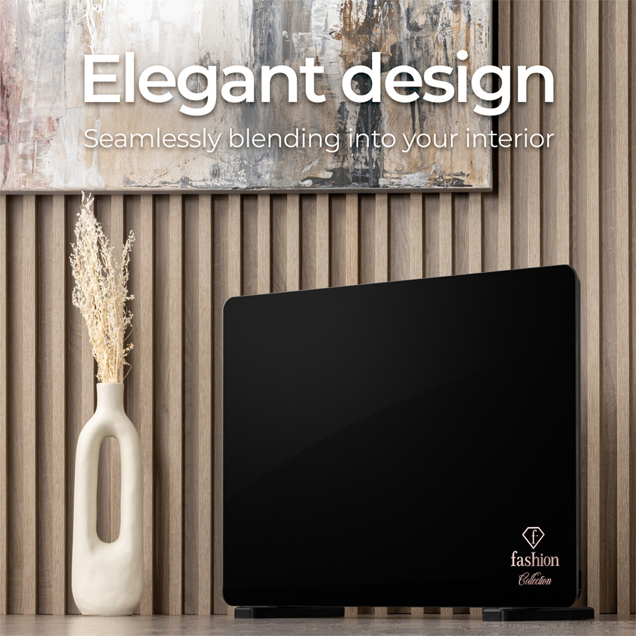 Panou electric de incalzire Fashion TV, Black Rose, 64.5x6.6x43 cm, 1400W, sticla securizata, negru - view 3