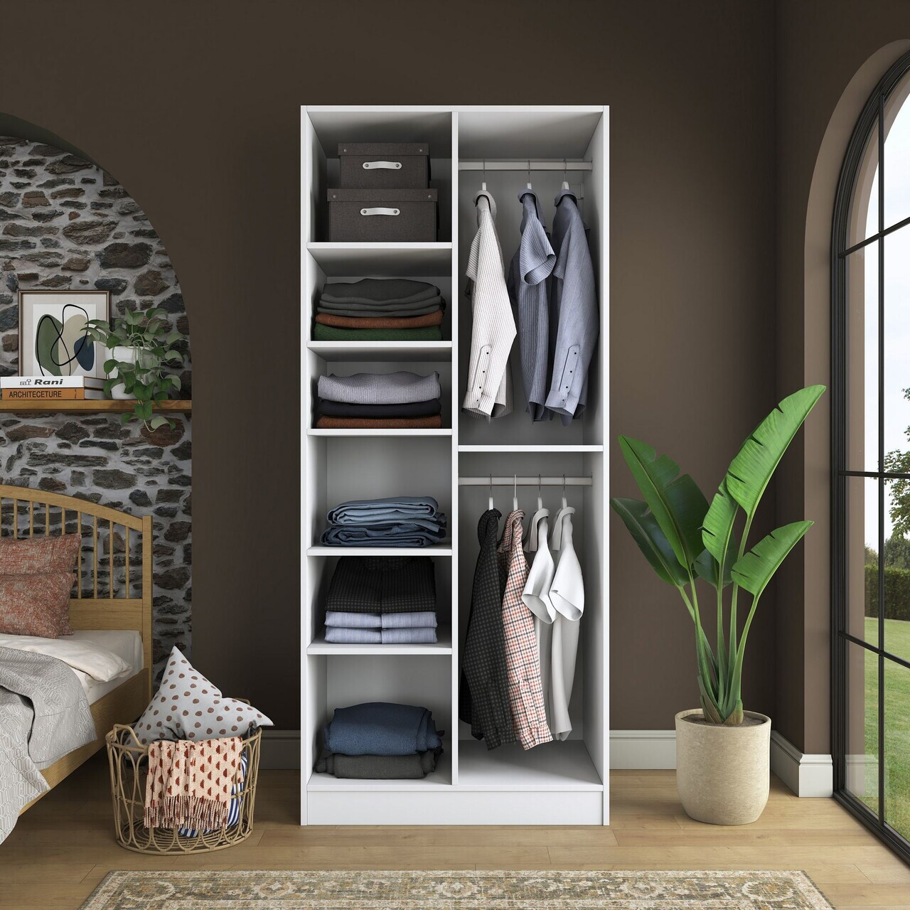 Dulap pentru haine, Hanah Home, BA222, 90x210x57.5 cm, PAL melaminat, Alb - view 7