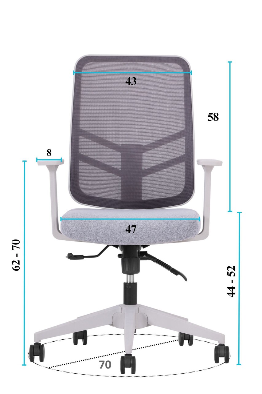 Scaun de birou, Hanah Home, Leto 108, 62x108x68 cm, Plastic, Gri - view 8