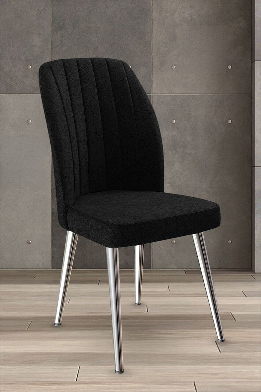 Set scaune 6 piese, Hanah Home, Platinum, Negru / Crom — imaginea 2