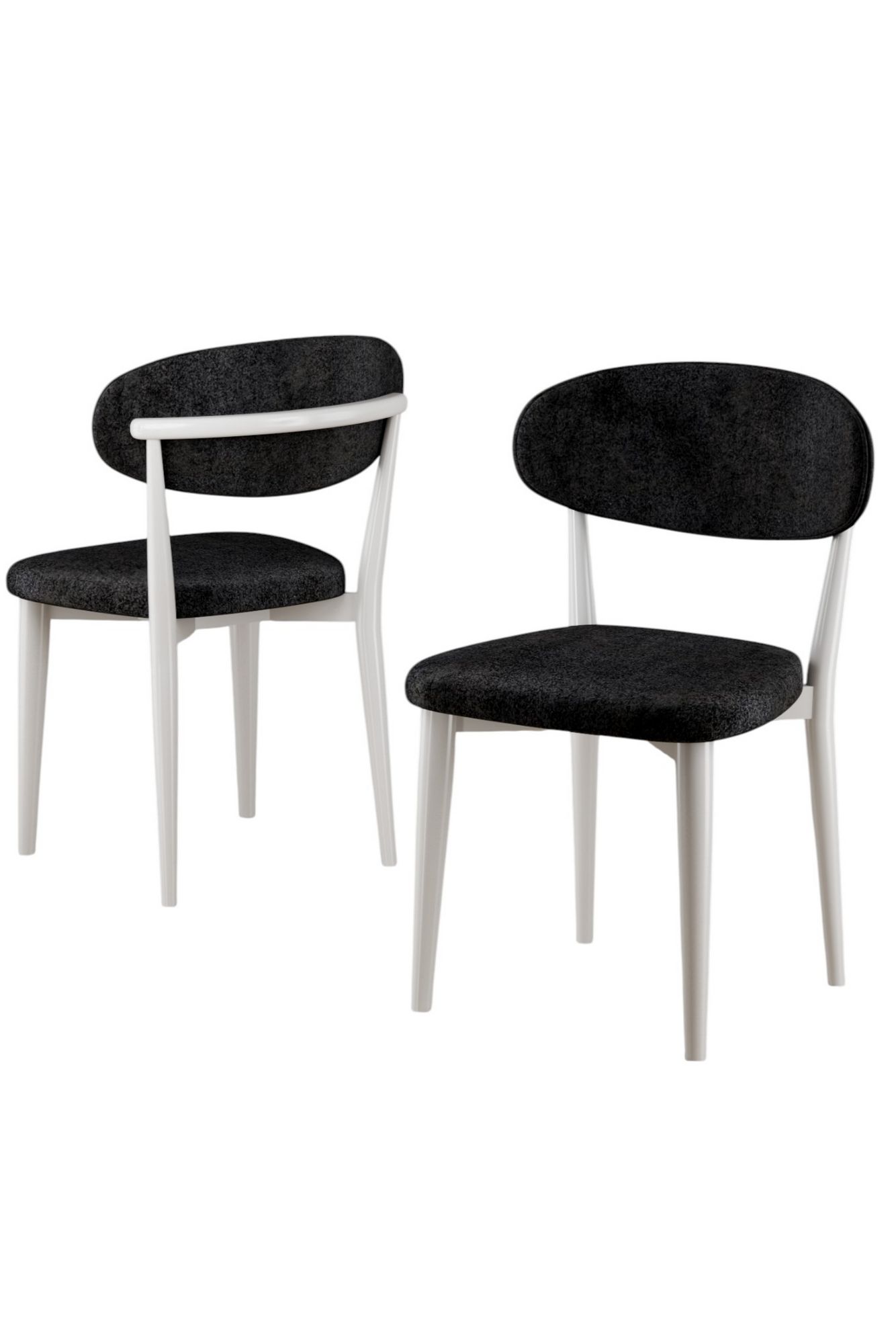 Set scaune 6 piese, Hanah Home, Onex, Alb/Negru