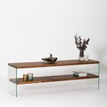Comoda TV, Neostill, Aqua TV, 140x45x35 cm, Sticla temperata, Natural