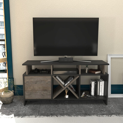 Comoda tv, retricy, auburn, 120x29.9x60.6 cm, pal, antracit / stejar închis