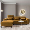 Coltar extensibil stanga 4 locuri ELTAP, Foble, 267x196x100 cm, lemn/poliester, mustar