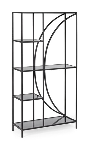 Biblioteca korvet, bizzotto, 66 x 26 x 131 cm, otel/sticla temperata