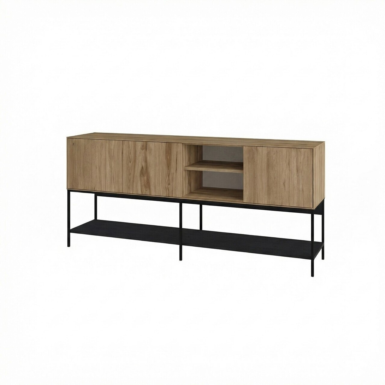 Consola, Hanah Home, Amira, 180x80x40 cm, PAL, Stejar Sepet / Lemn Negru / Negru — imaginea 5