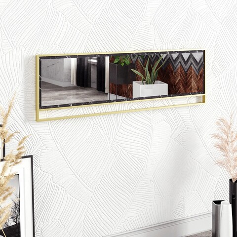 Oglinda decorativa, zena home, polka 2, pal, aur/negru
