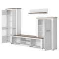 Mobilier living, 4 piese, Genova, 315 x 45 x 200 cm, PAL, alb natur