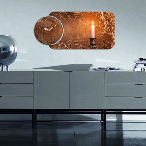 Set ceas si tablou decorativ, yms-22, mdf , dimensiune: 68 x 32 cm, multicolor