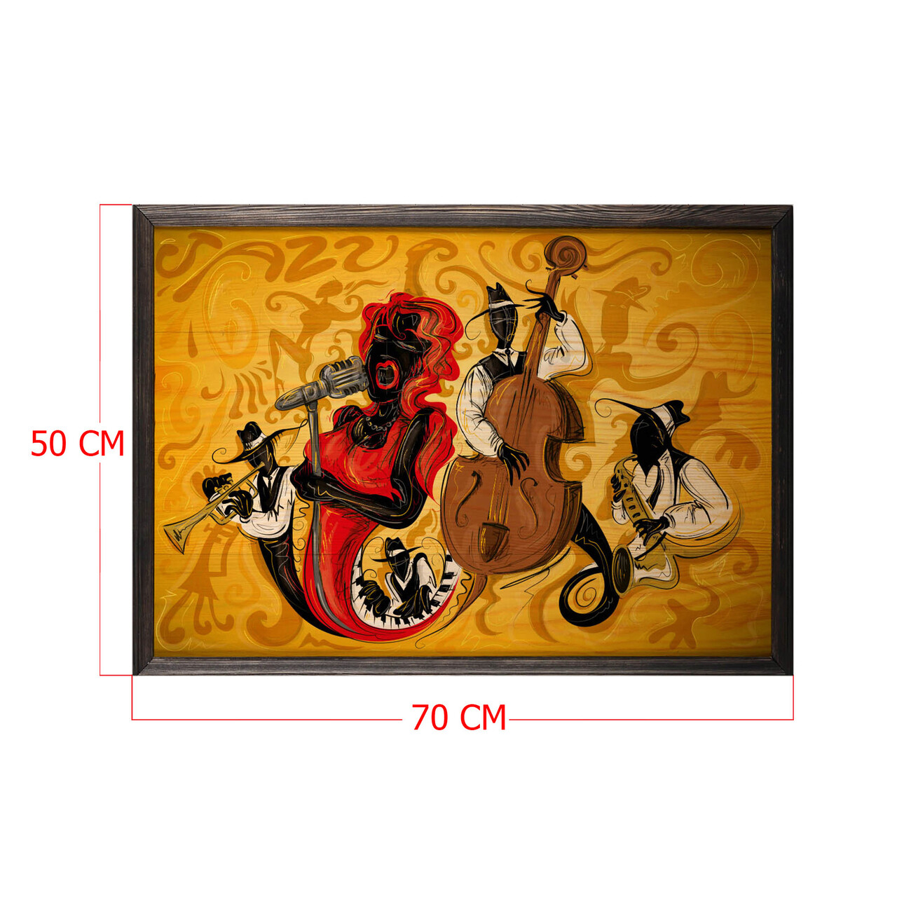Tablou decorativ, Jazz Music Group XL, Lemn, Lemn, Multicolor