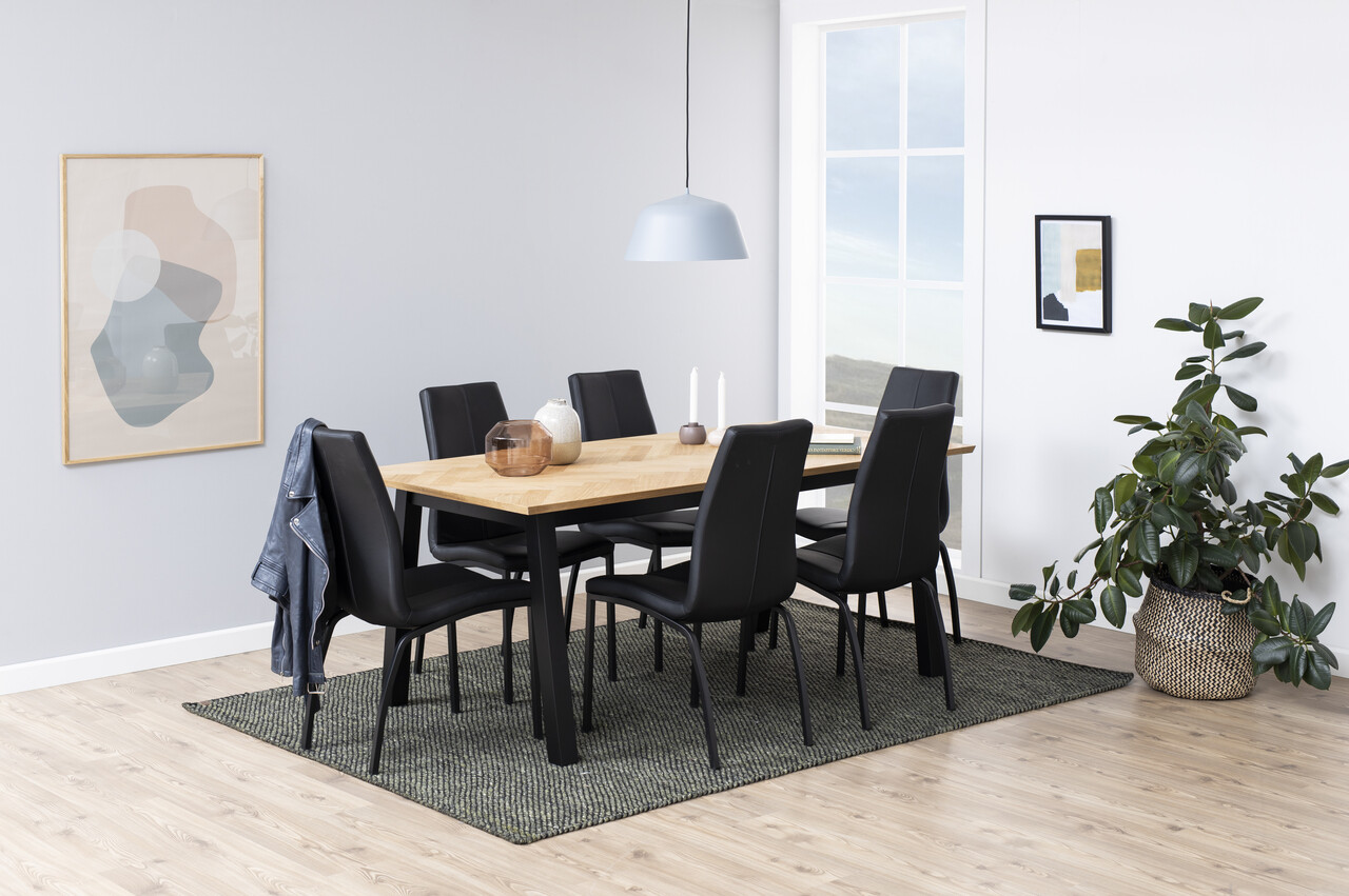 Scaun Asama, Actona, 43.5x57x95 cm, piele ecologica/otel, negru - view 8