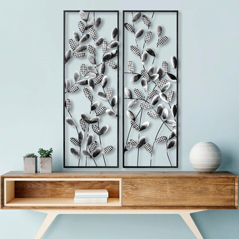 Decoratiune de perete, olips, metal, 32 x 90 cm, 2 piese, multicolor