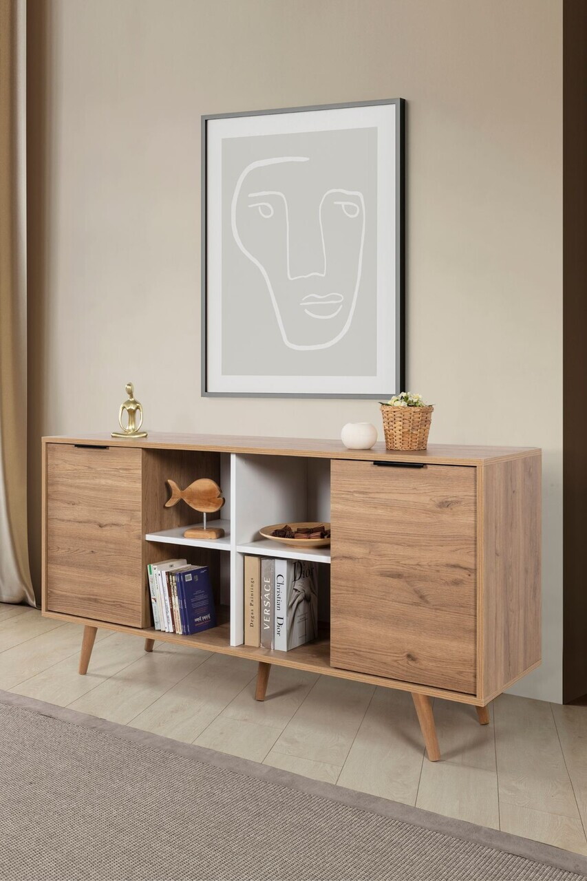 Consola, Hanah Home, Sina 4621, 160x82x44 cm, PAL, Stejar Safir / Alb — imaginea 3