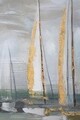 Tablou decorativ Gold Boat, Mauro Ferretti, 100x80 cm, canvas pictat manual, multicolor