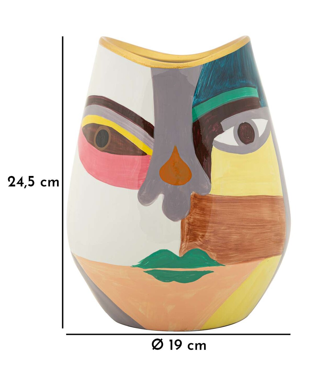 Vaza decorativa Piccassy Fat, Mauro Ferretti, 19x24.5 cm, ceramica, multicolor - 2 | YEO