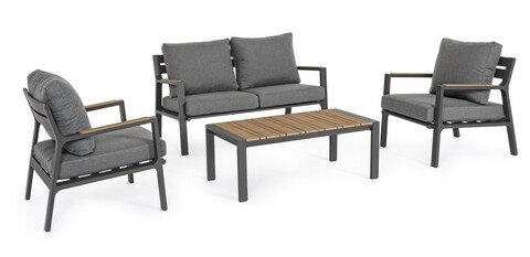 Set mobilier pentru gradina / terasa 4 piese, Ernst, Bizzotto, gri carbune
