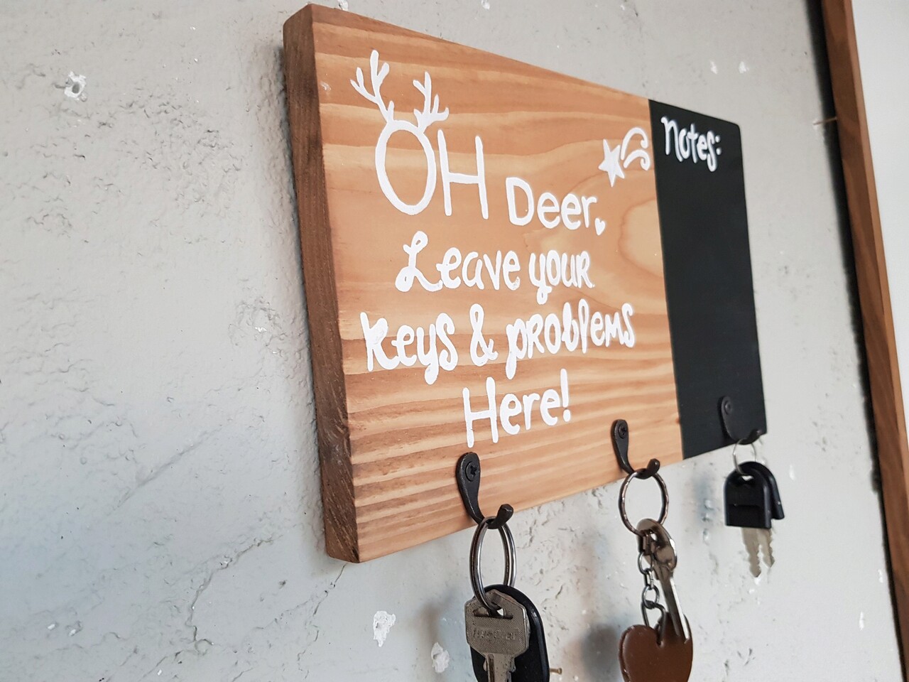 Suport pentru chei, Oh Deer, 28x20x2 cm, Lemn , Maro