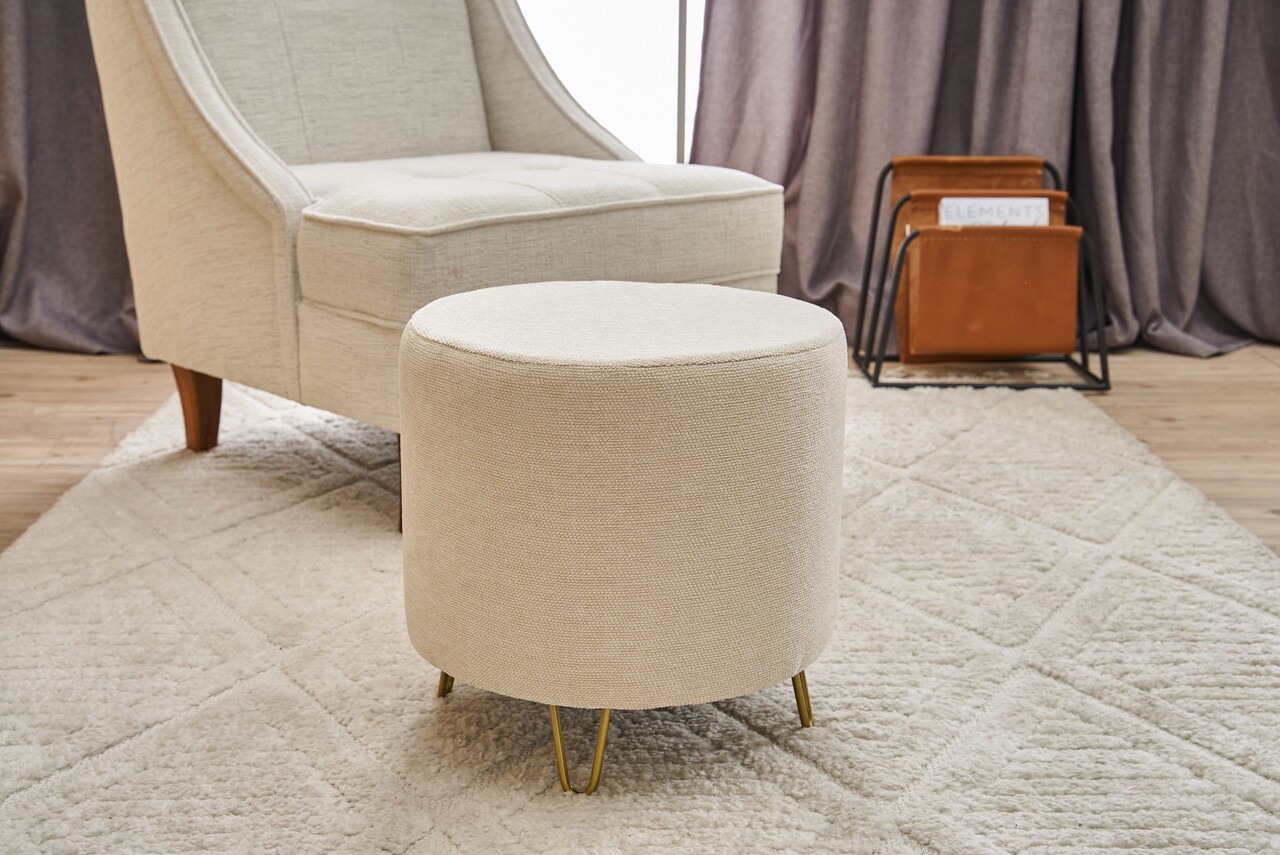 Taburet, Atelier del Sofa, 825BLC2385, Lemn, Crem / Aur - view 2