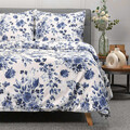 Lenjerie de pat Sorli, Homla, 200x220 cm, 80x80 cm, bumbac, alb/albastru
