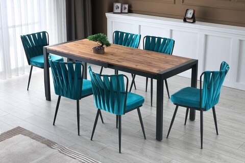 Masa dining extensibila, Nmobb, Silva Atlantic, 120/187 x 75 x 74 cm, pal melaminat, maro/negru 120/187