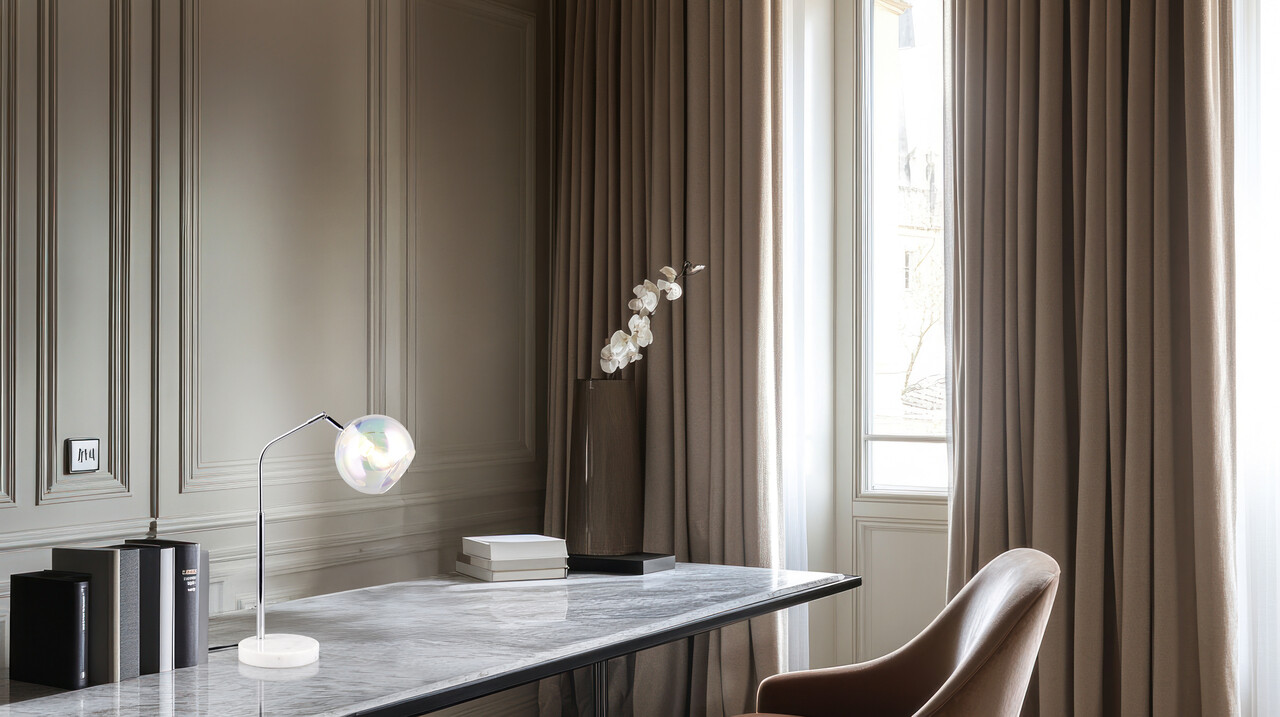 Lampa de masa Paxton, TRIO, 28x15x45 cm, 10W, 1x E14, metal, argintiu