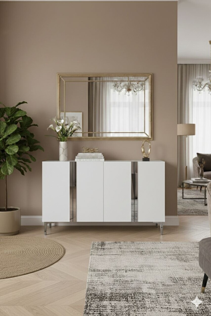 Consola, Hanah Home, Anka 120, 120x75x32 cm, PAL, Alb / Argintiu — imaginea 3