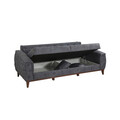 Canapea extensibila cu 3 locuri, Unique Design, 867UNQ1529, Lemn de carpen, Albastru
