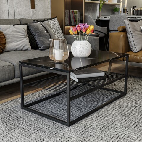 Masuta de cafea Asude, Kalune Design, 95x55x43 cm, negru 95x55x43 imagine noua 2022
