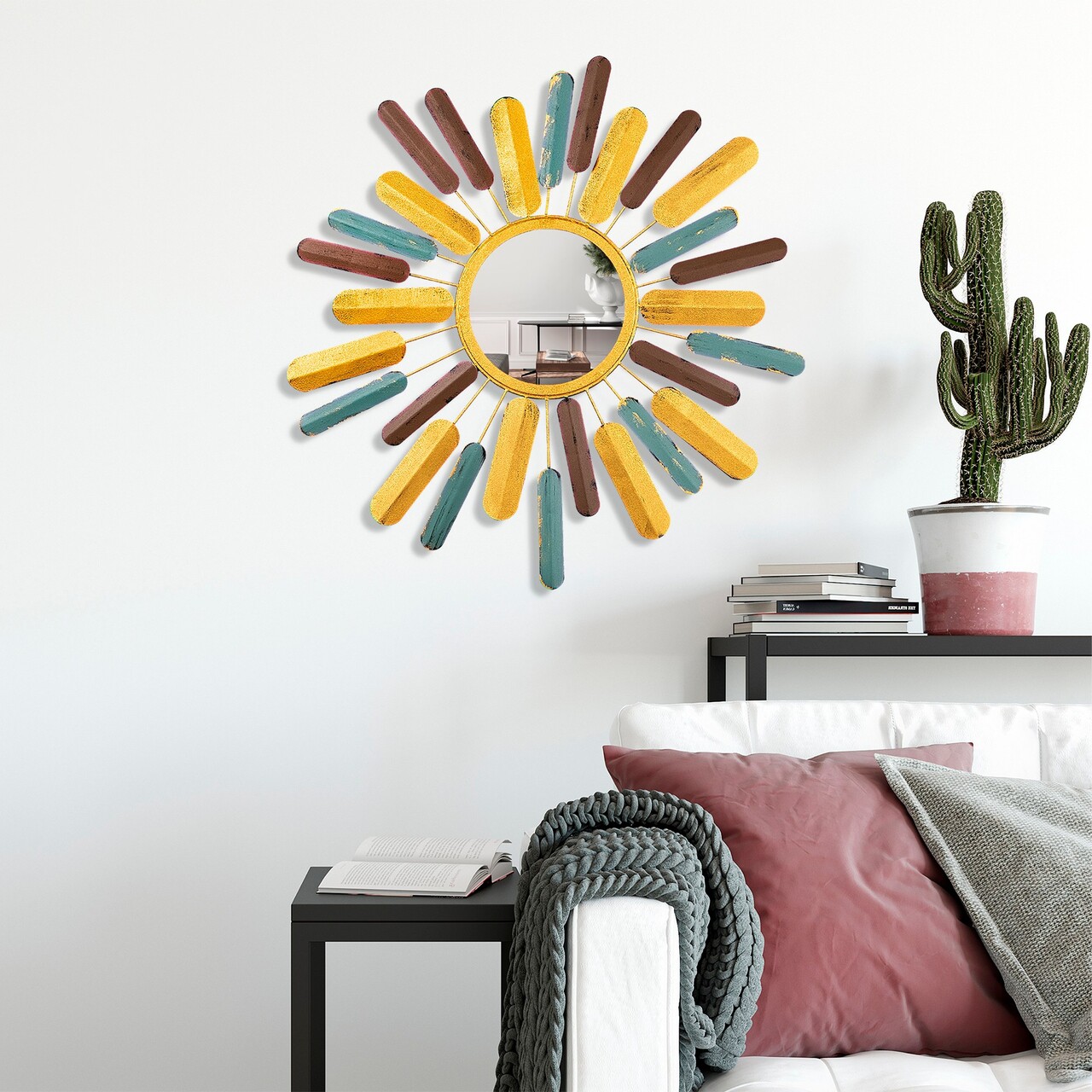 Oglinda decorativa Mirror Sun 2 Dimensiuni: 75 x 75 x 4 cm Multicolor
