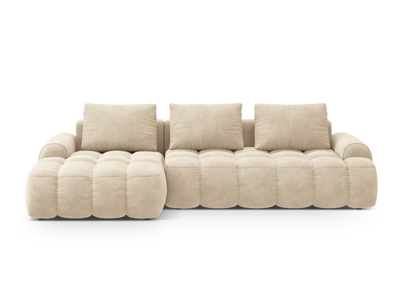 Coltar extensibil stanga 3 locuri, Linz, Cosmopolitan Design, 275x142x84 cm, catifea, bej deschis