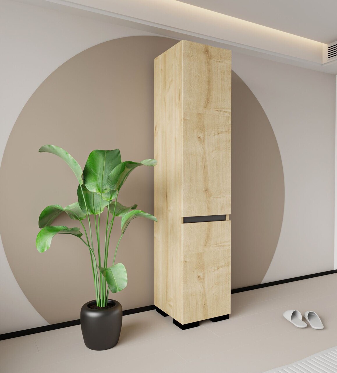 Dulap multifunctional, Hanah Home, Floransa 45, 45x210x45 cm, PAL MELAMINAT, Stejar safir / Antracit — imaginea 2