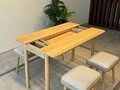 Set masa extensibila si 4 scaune, Vella, Vina Mini 04 1005, PAL, Stejar / Crem