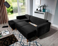 Coltar extensibil reversibil 3 locuri ELTAP, AsgL-01, Asgard, 248x162x93 cm, lemn/poliester, negru