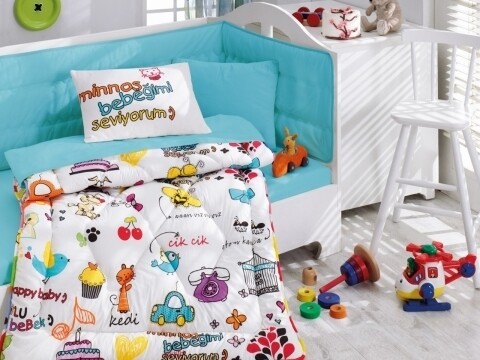 Set de pat pentru copii, 6 piese, 100% bumbac ranforce, Cotton Box, Mutlu Bebek