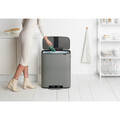 Cos de gunoi cu pedala, Brabantia, Bo Pedal, 60 L, 36.3x54.1x65.2 cm, otel, gri