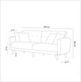 Canapea extensibila cu 3 locuri, Unique Design, 867UNQ1325, Lemn de carpen, Albastru inchis