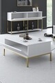 Masuta de cafea, Bexley, Lord, 90x40x60 cm, PAL, Alb/Auriu